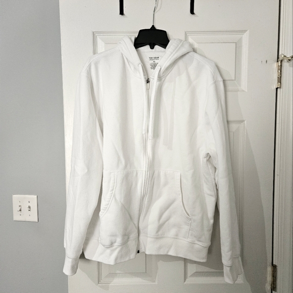 Sale: Men's White Full Zip Hoodie - XL - Picture 3 of 7
